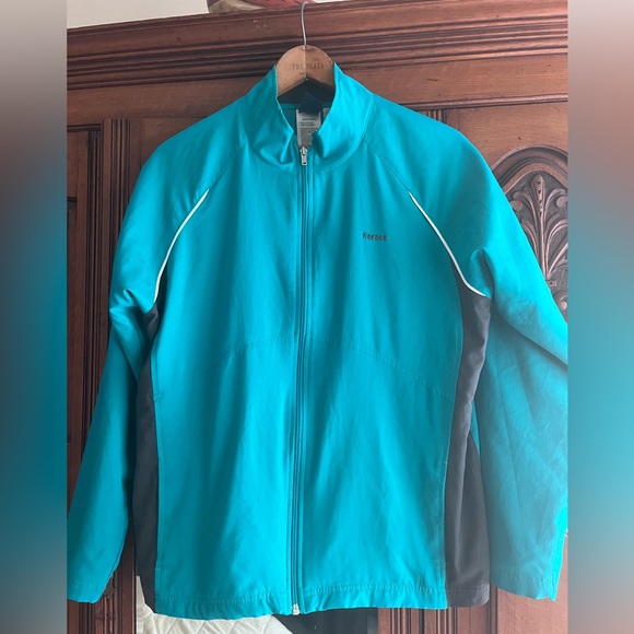 REEBOK WOMEN'S TEAL BLUE GREEN FULL ZIP YOGA ATHLETIC RUNNNING JACKET - SIZE XL - Picture 1 of 5